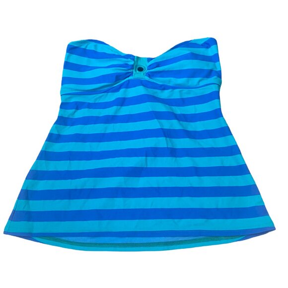 Other - NEW Candies Women's Swim Tankini Top Swimsuit Size L Blue Bandeau Padded Striped